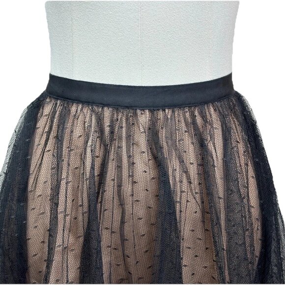 👗✨ NWT J.Crew Polka Dot Tulle A-Line Midi Skirt Black Size 00 Elegant - Picture 5 of 13